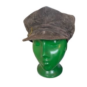 Newsboy Cap Hat Suede Leather Brown Womens OSFM